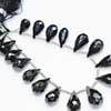 Natural Jet Black Zircon Micro Faceted Tear Drop Briolette Beads Strand You will get 17 Beads and Size 9mm to 12.5mm approx. BL/C/S